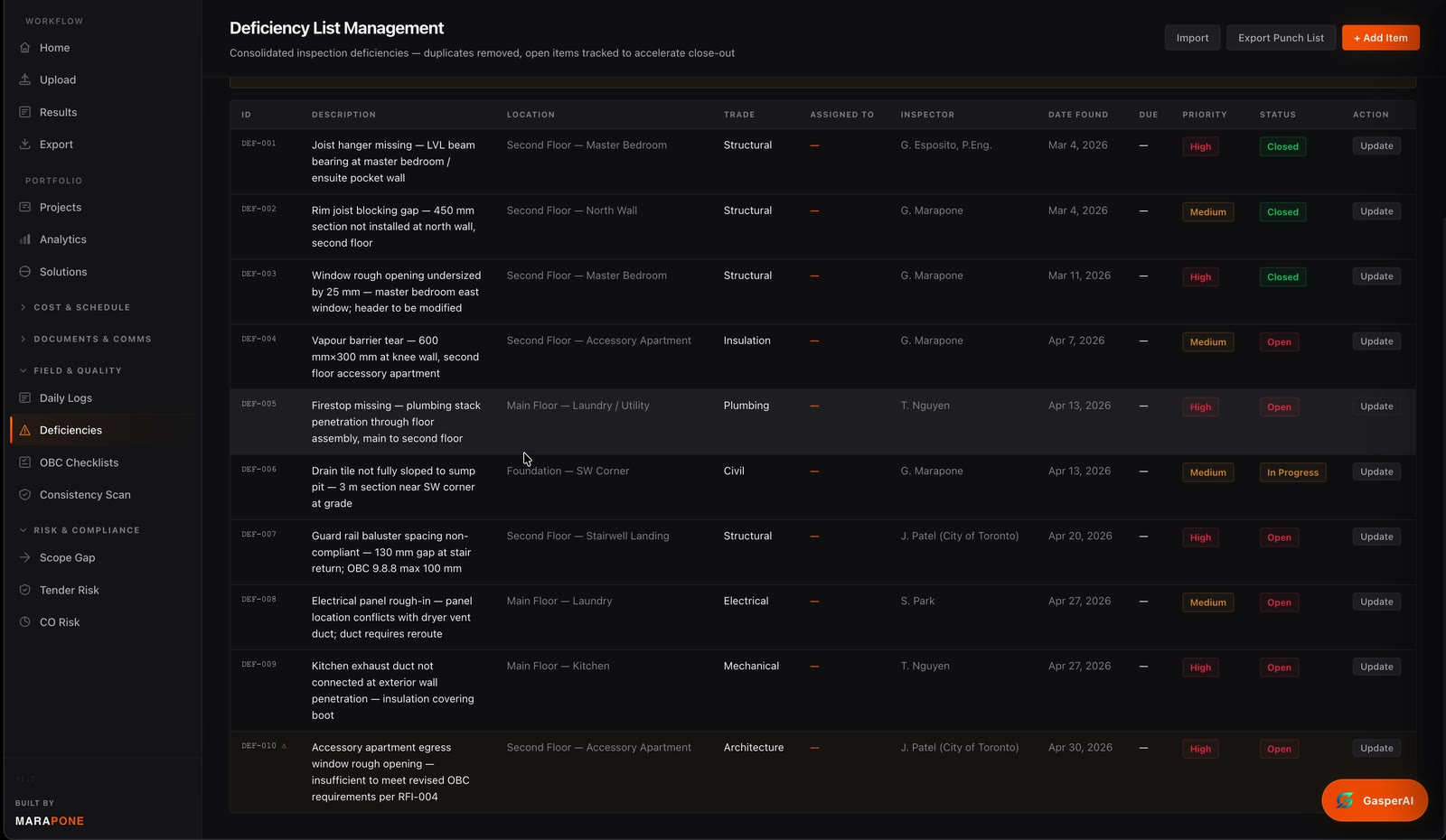 Deficiency List AI