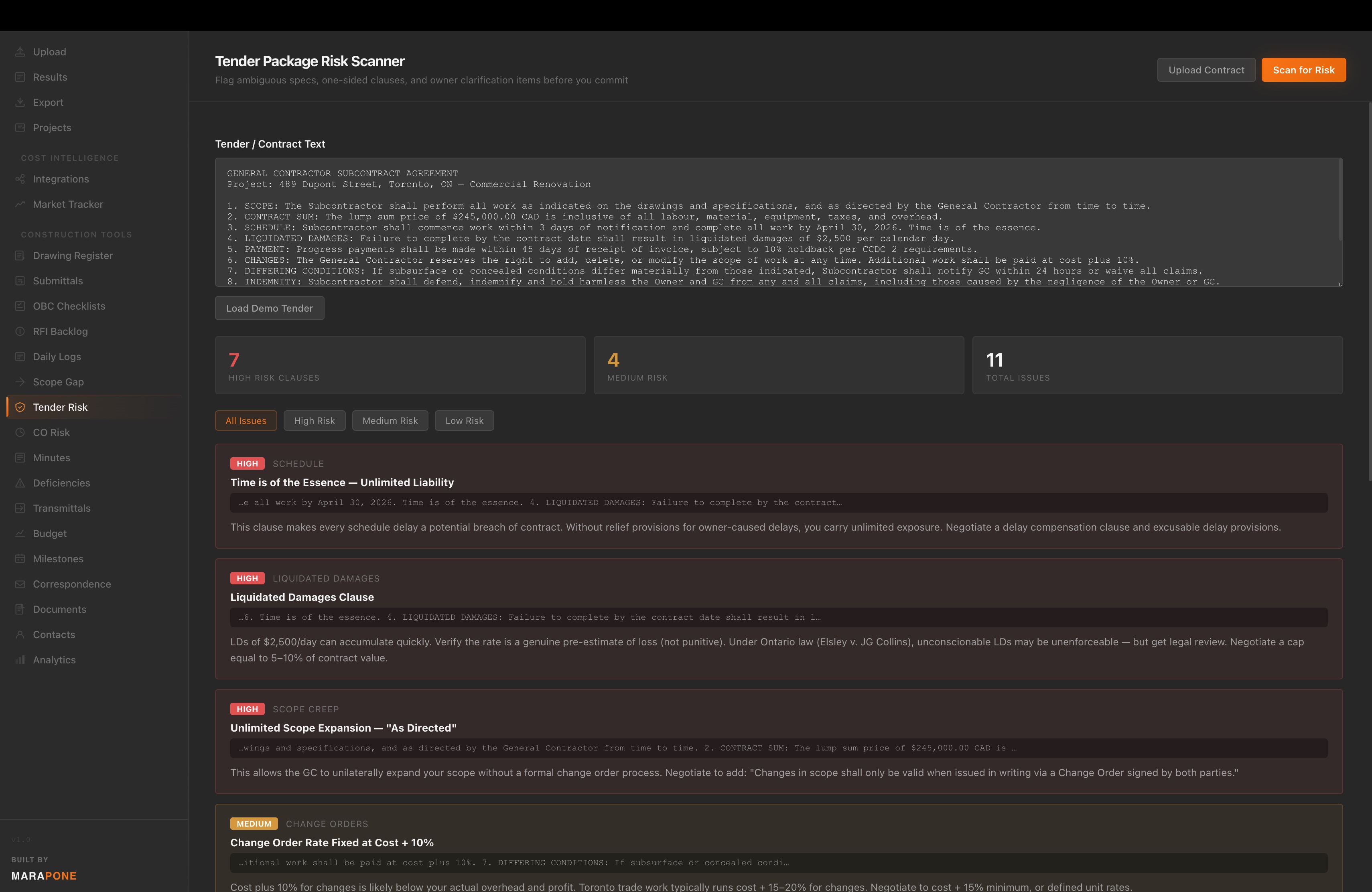 Tender Package Risk Scanner